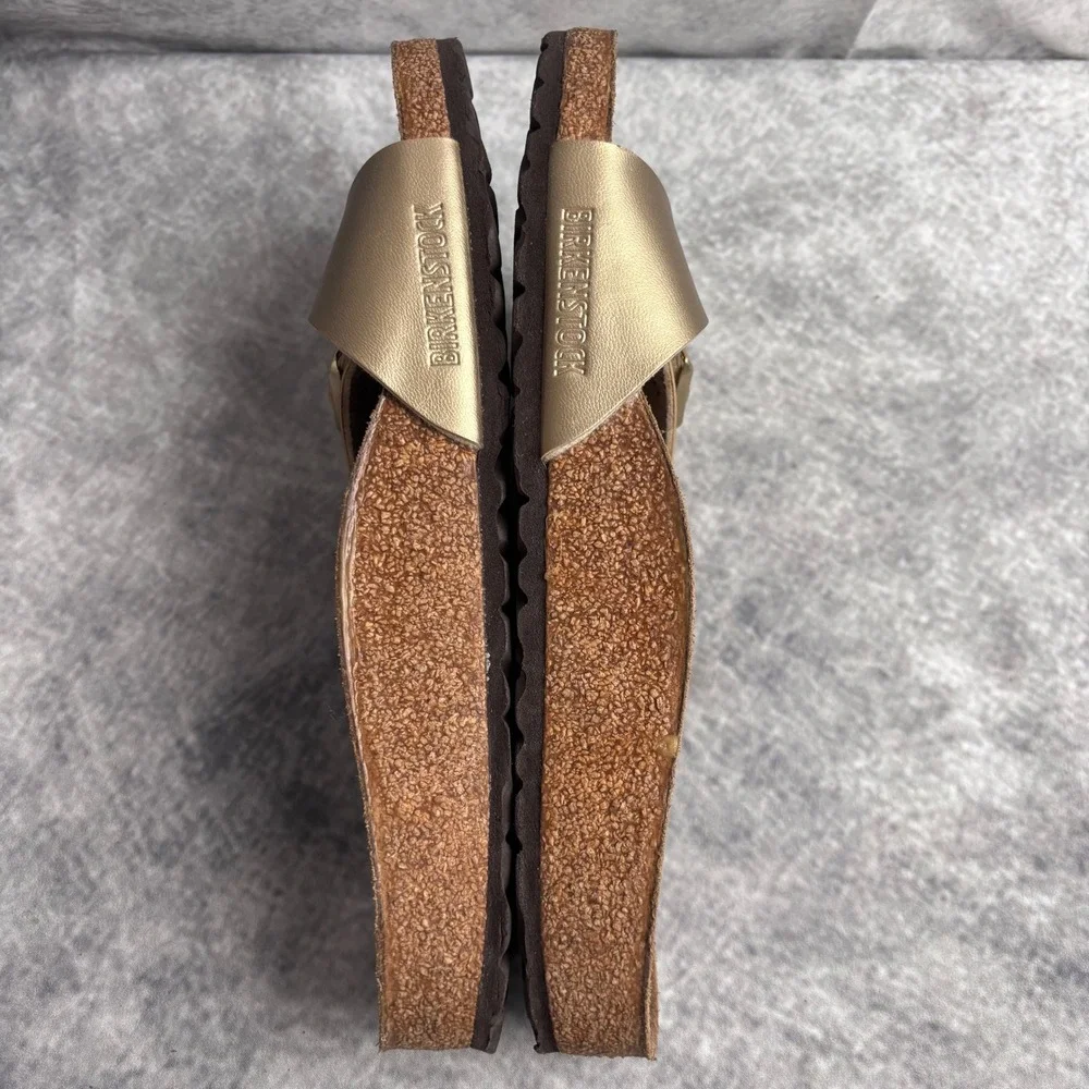 Birkenstock Madrid Single‎ Strap Buckle Sandal in Gold Size EU 38 Ladies 7